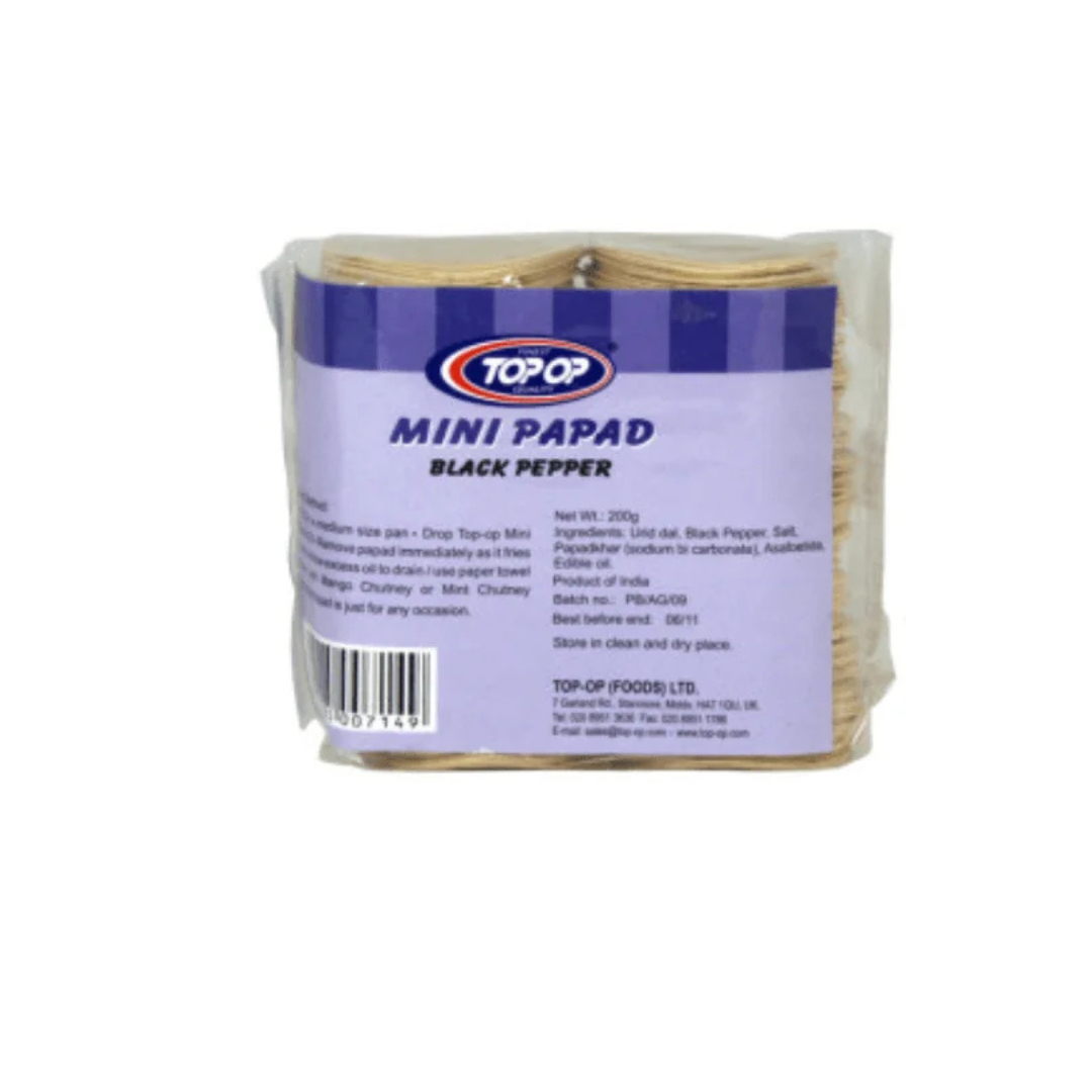 Top-Op Mini Papads Black Pepper 200g